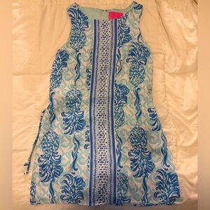 Lilly Pulitzer Aqua and Blue Pineapple Printed Dress (with undershorts)